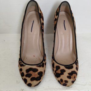 J Crew Collection Leopard Calf Hair Block Heels